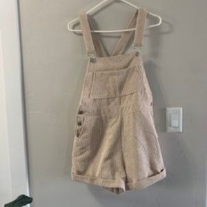 Cream corduroy overall shorts